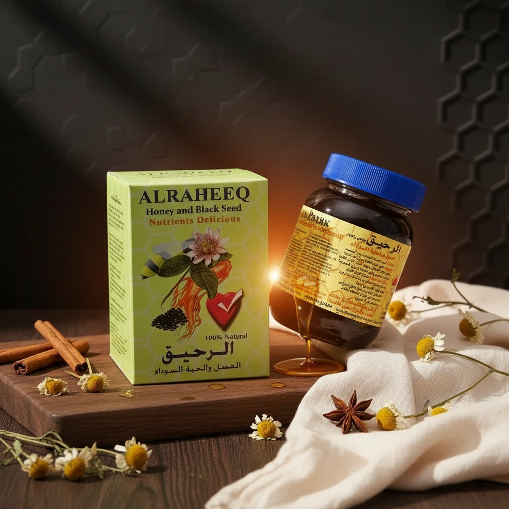AL Raheeq Honey with Black Seed jar — Sidr honey Nigella Sativa blend, AL SIDR UAE — عسل الراحيق بالسدر وحبة البركة