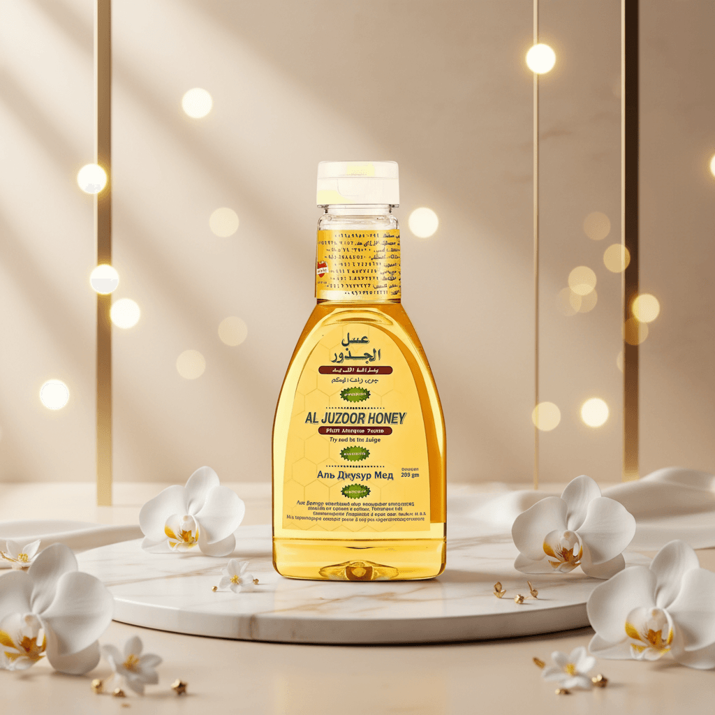 AL Juzoor Honey 350g jar — traditional Arabian wellness honey, AL SIDR — عسل الجذور العربي التقليدي الخام