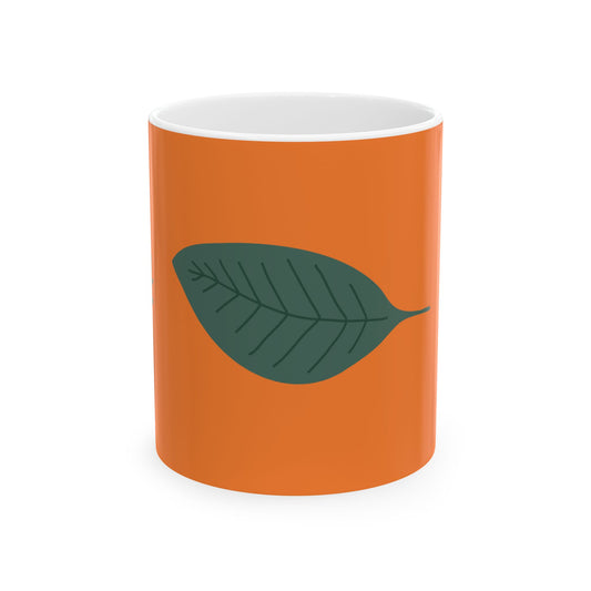 Autumn Leaf Ceramic Mug — Orange Fall Leaf Coffee Cup (11oz & 15oz)