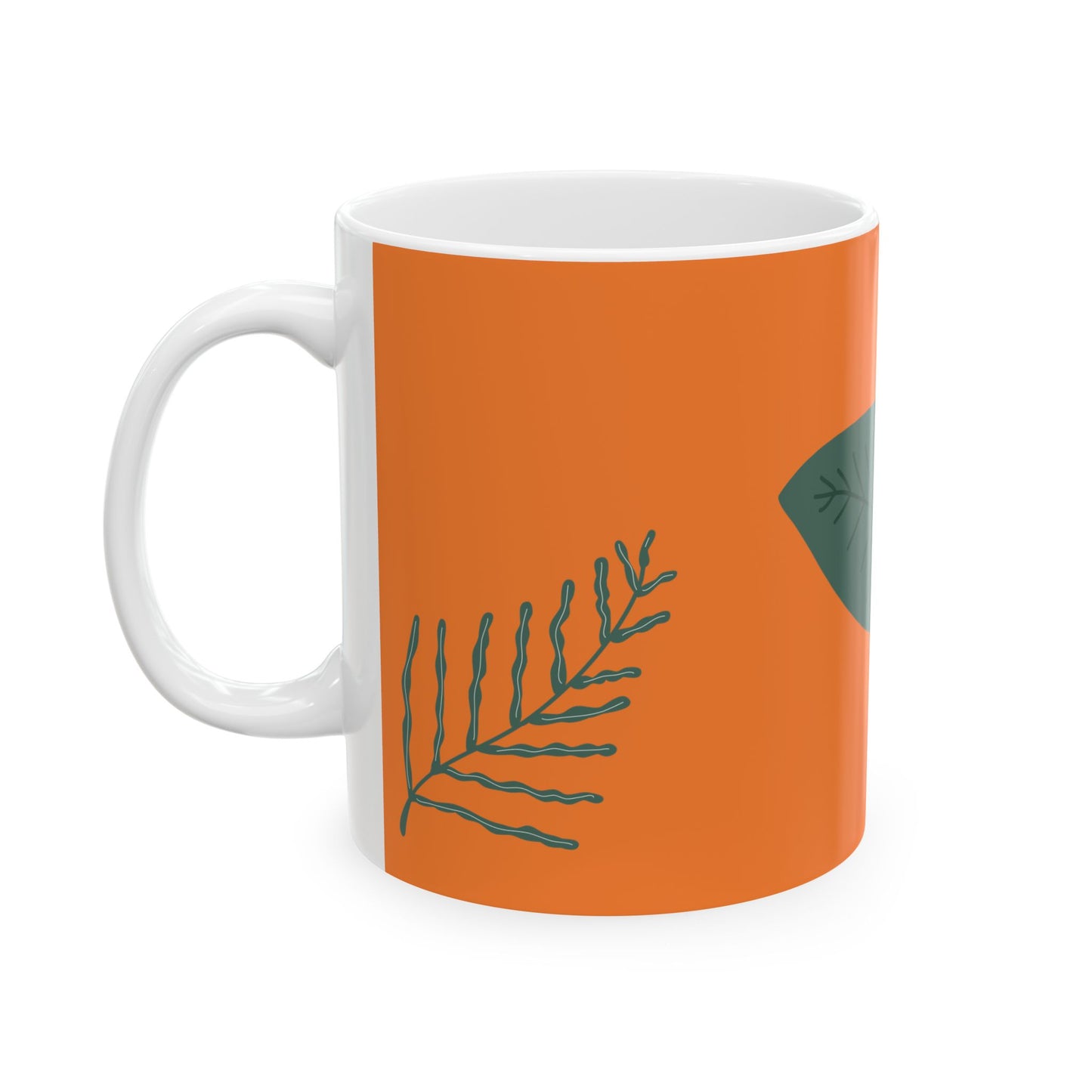 Autumn Leaf Ceramic Mug — Orange Fall Leaf Coffee Cup (11oz & 15oz)