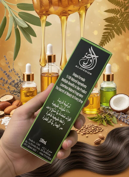 AL Juzoor Tea Tree Oil bottle — natural scalp and hair care, AL SIDR UAE — زيت شجرة الشاي من الجذور للعناية بفروة الرأس