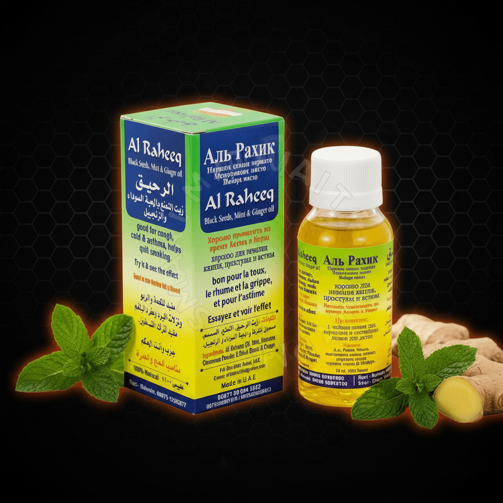 AL Raheeq Black Seed, Peppermint & Ginger Oil Trio — cold-pressed oils set, AL SIDR UAE — ثلاثية زيوت الراحيق: حبة البركة والنعناع والزنجبيل المعصورة على البارد