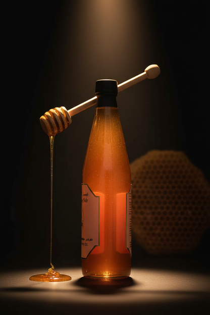 Emirates Wild Sidr Honey jar side profile — raw Grade A UAE Sidr honey, AL SIDR — عسل السدر الإماراتي البري الخام، معتمد ADAFSA Grade A