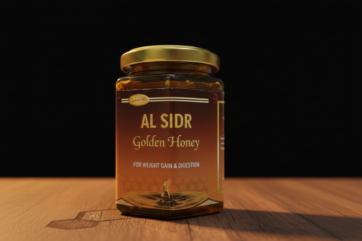 Golden Honey 500g hero shot — traditional nourishing blend, AL SIDR UAE — العسل الذهبي التقليدي المغذي