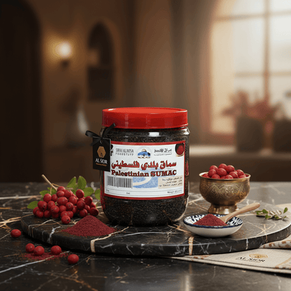 Palestinian Sumac 500g — tangy ruby spice lifestyle shot, AL SIDR UAE — سماق فلسطيني حامض من بلاد الشام