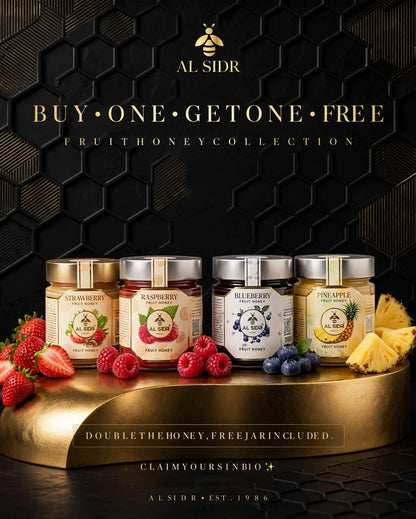 Fruit Honey Collection — Pineapple, natural fruit-flavoured honey, AL SIDR UAE — مجموعة عسل الفواكه: فراولة وتوت أزرق وأناناس وتوت العليق