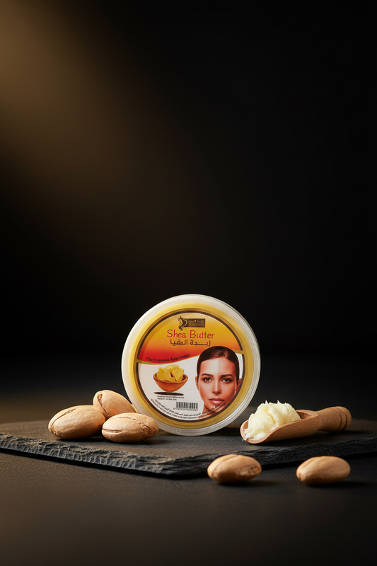 Pure African Shea Butter jar front view — raw natural moisturizer, AL SIDR UAE — زبدة الشيا الأفريقية النقية الخام