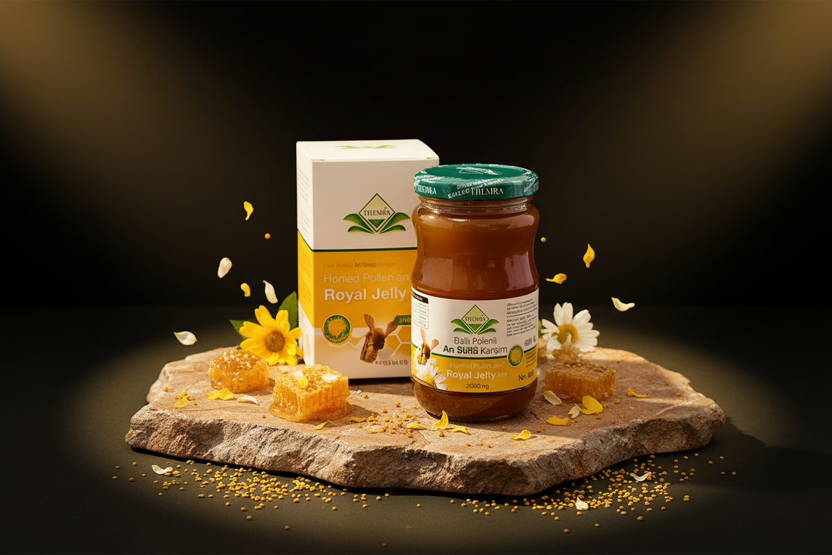 Themra Paste 420g jar — propolis pollen royal jelly blend, AL SIDR UAE — معجون الثيمرا بالبروبوليس وحبوب اللقاح وغذاء ملكات النحل